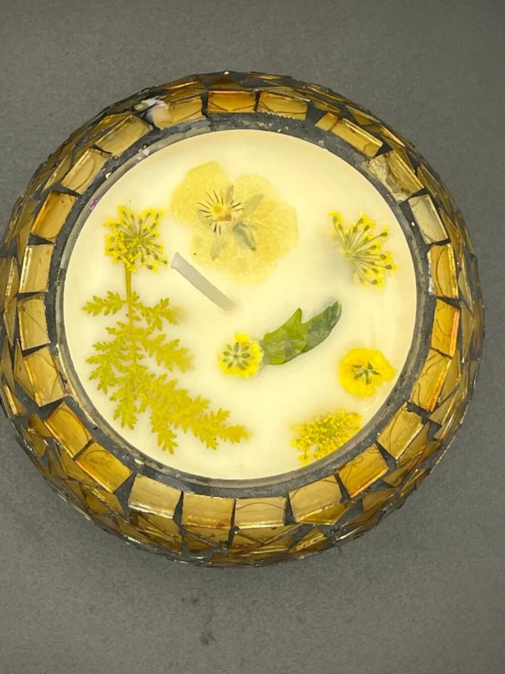 Amber Mosaic Glass Golden Glow Candle
